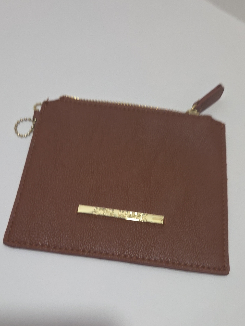 Steve Madden Brown Leather Zip Card Holder